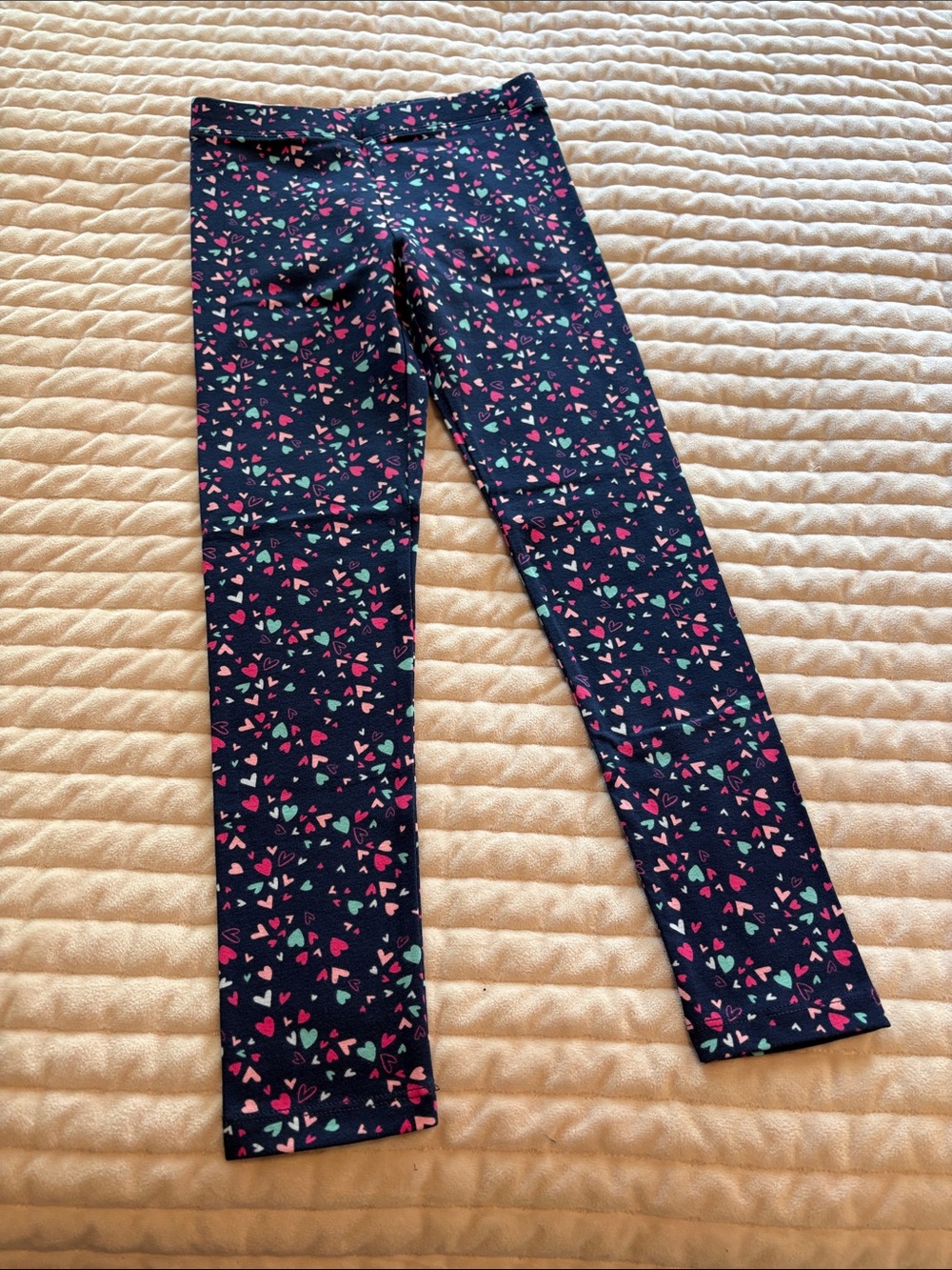 Crewcuts Kids Navy Heart Print Leggings - Pink & Teal Hearts